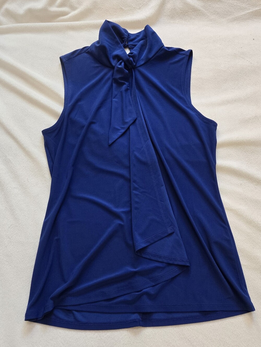 White House Black Market Blue Neck-Tie Sleeveless Top In Deep Water Size Small